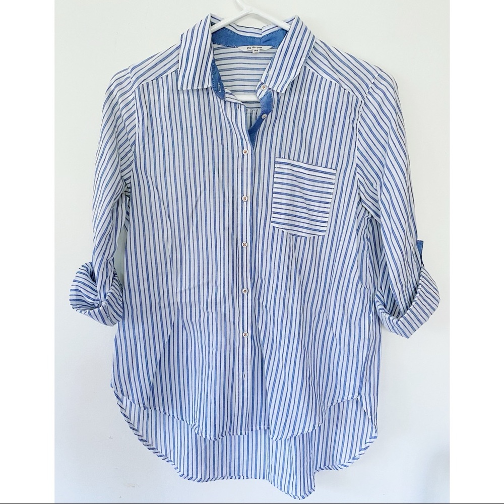striped button down shirt